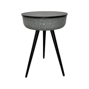 Mesa De Luz Redonda Carga Inalambrica Parlante Bluetooth